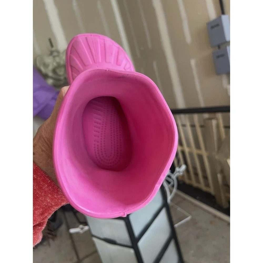 CROCS Youth Big Kids Size 1 Pink Rubber Pull On Crocband  Jaunt Rain Boots
